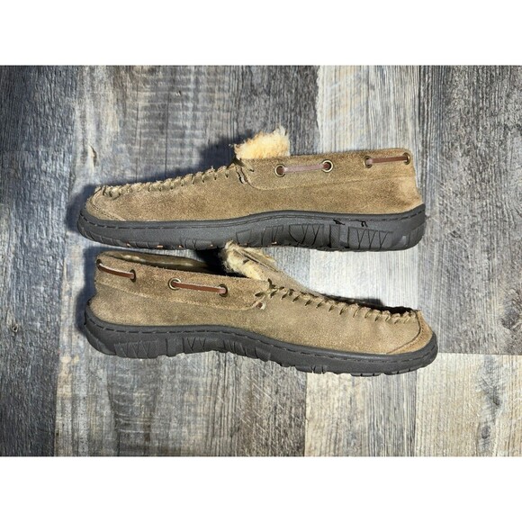 Size 10 Clarks Hudson Bay Brown Leather Moccasin Slipper Indoor / Outdoor - Mens - Picture 7 of 10